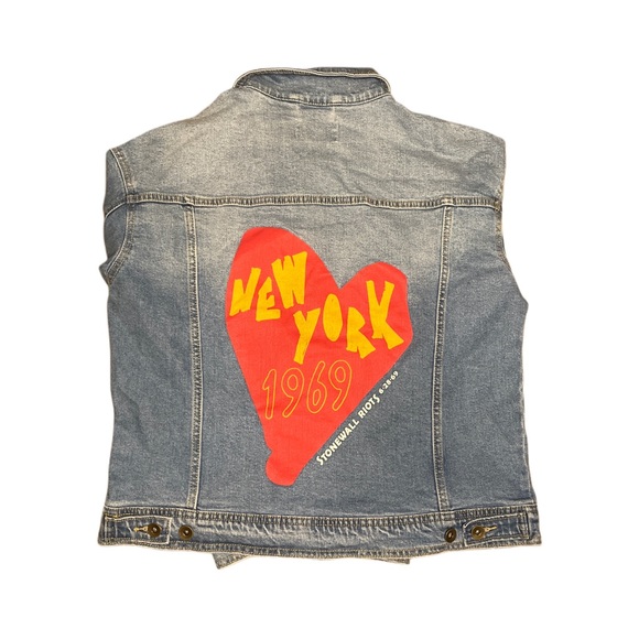 Pride New York 1969 Stonewall Riots Blue Jean Denim Jacket Unisex Size Medium - Picture 3 of 3